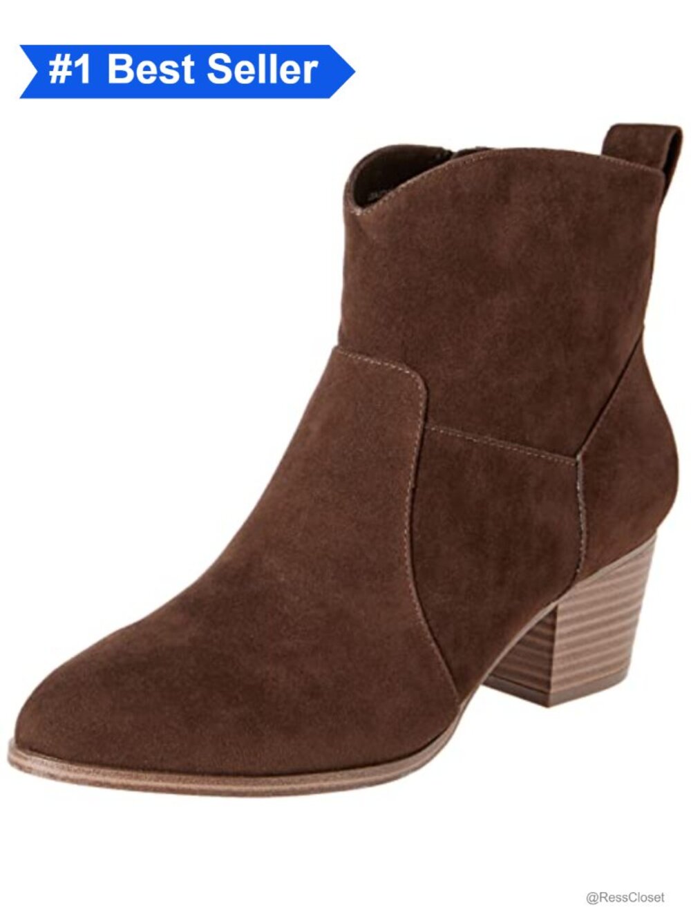 Western Ankle Boots Faux Leather Memory Foam Stacked Heel Booties